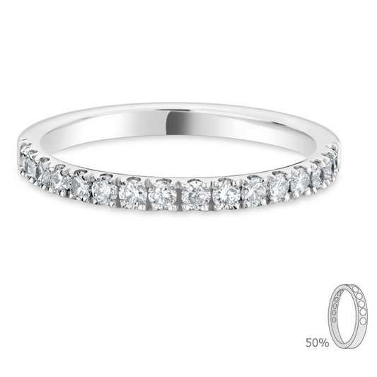 Classic Flat Court- White Gold Diamond Ring - Ksenia Mirella Jewellery