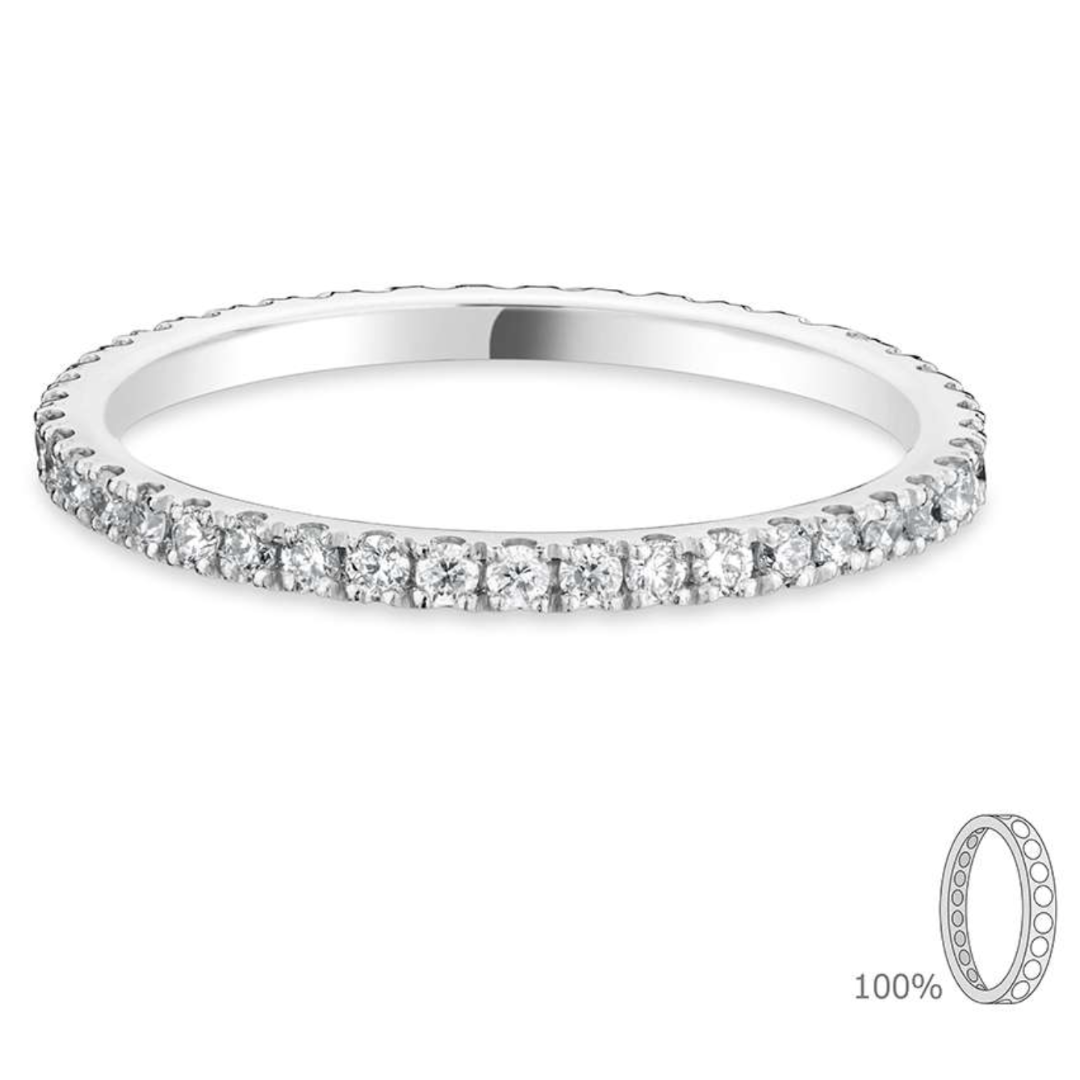 Classic Flat Court- White Gold Diamond Ring