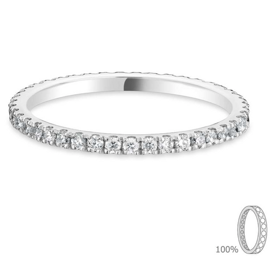 Classic Flat Court- White Gold Diamond Ring - Ksenia Mirella Jewellery