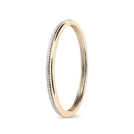 Prima -  Yellow Gold White Diamond Bangle - Ksenia Mirella Jewellery