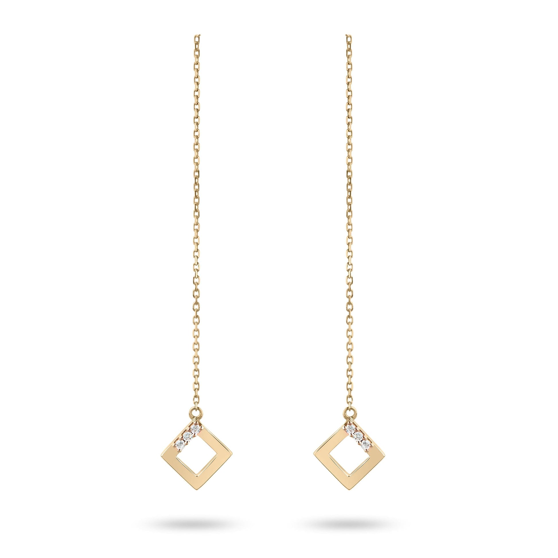 Geo - Yellow Gold Chain Earrings - Ksenia Mirella Jewellery