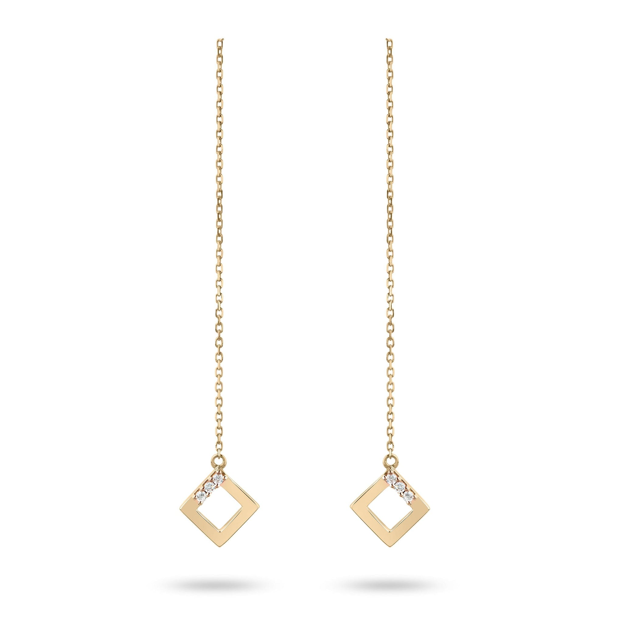 Geo - Yellow Gold Chain Earrings - Ksenia Mirella Jewellery 