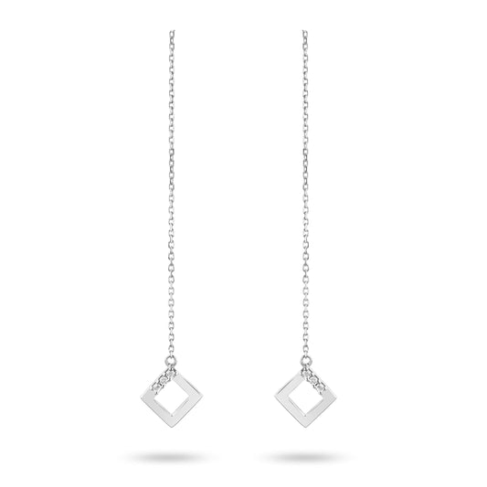 Geo - White Gold Chain Earrings - Ksenia Mirella Jewellery