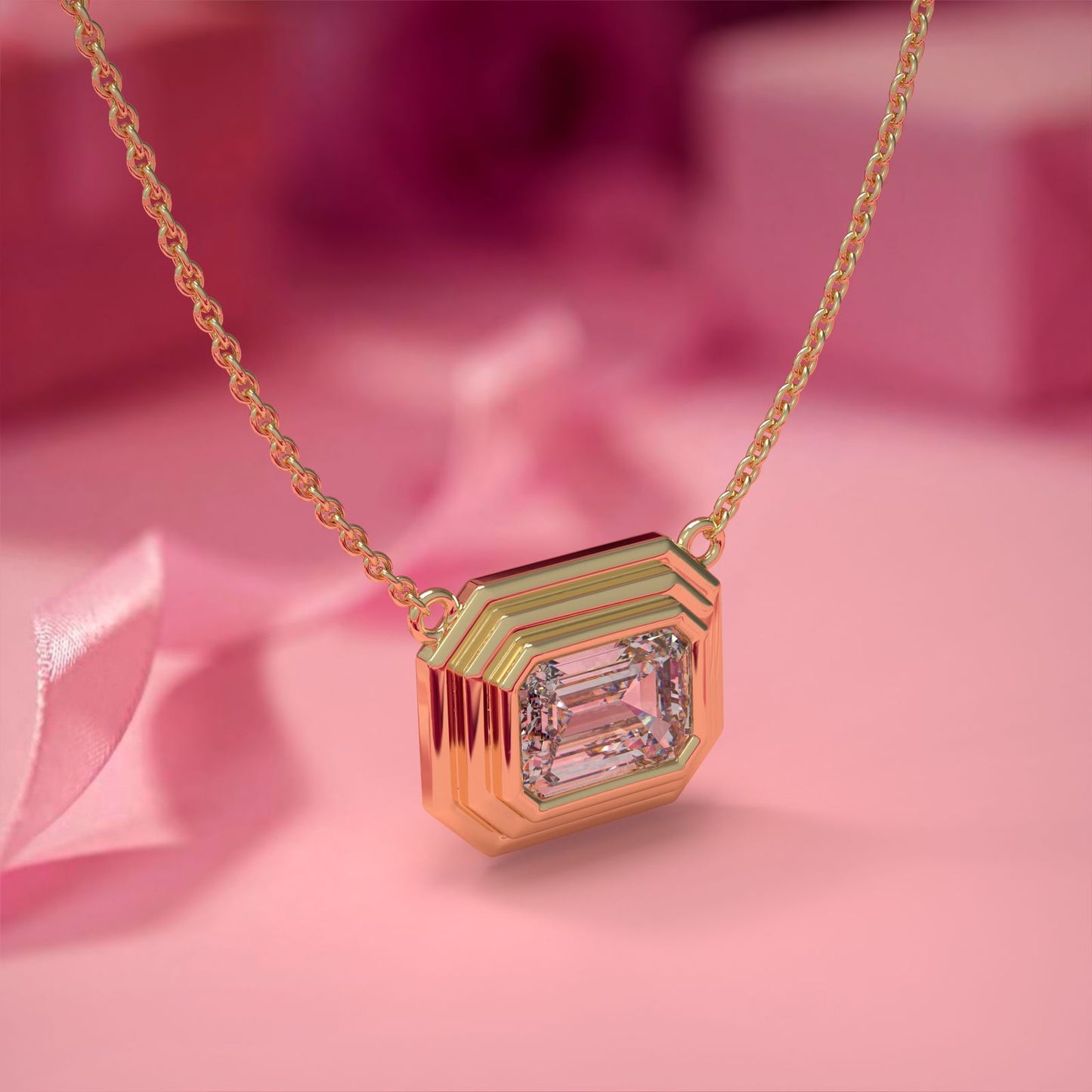 Art Deco-Yellow Gold Diamond Necklace - Ksenia Mirella Jewellery