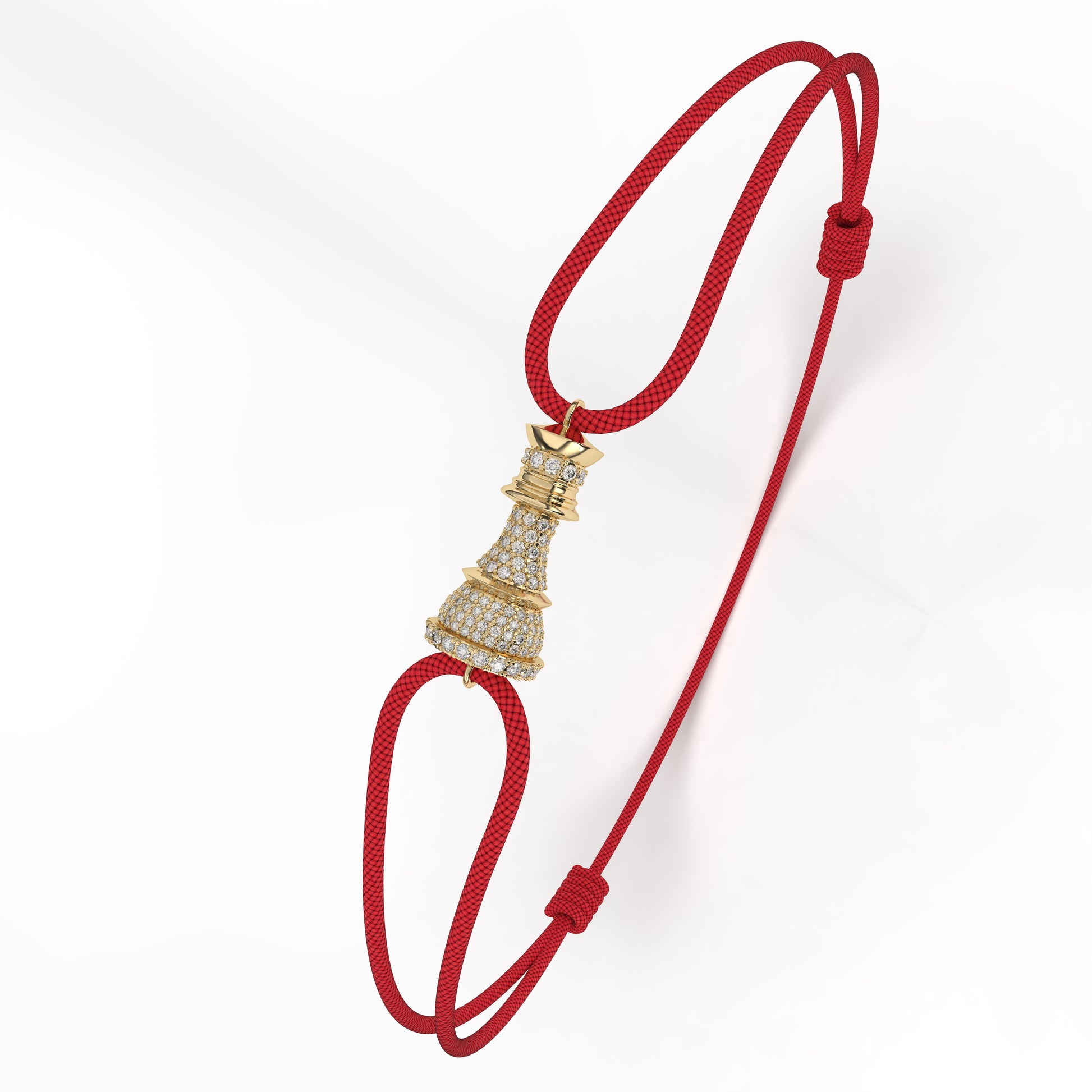The Queen Power Cord Bracelet – Yellow Gold with White Diamond Pavé - Ksenia Mirella Jewellery