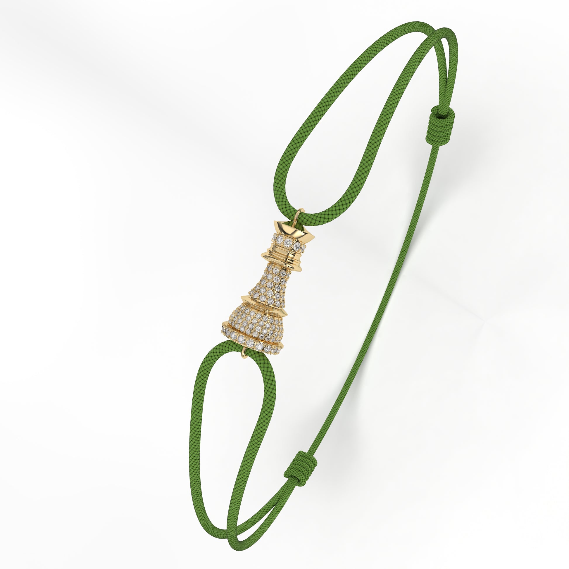 The Queen Power Cord Bracelet – Yellow Gold with White Diamond Pavé - Ksenia Mirella Jewellery