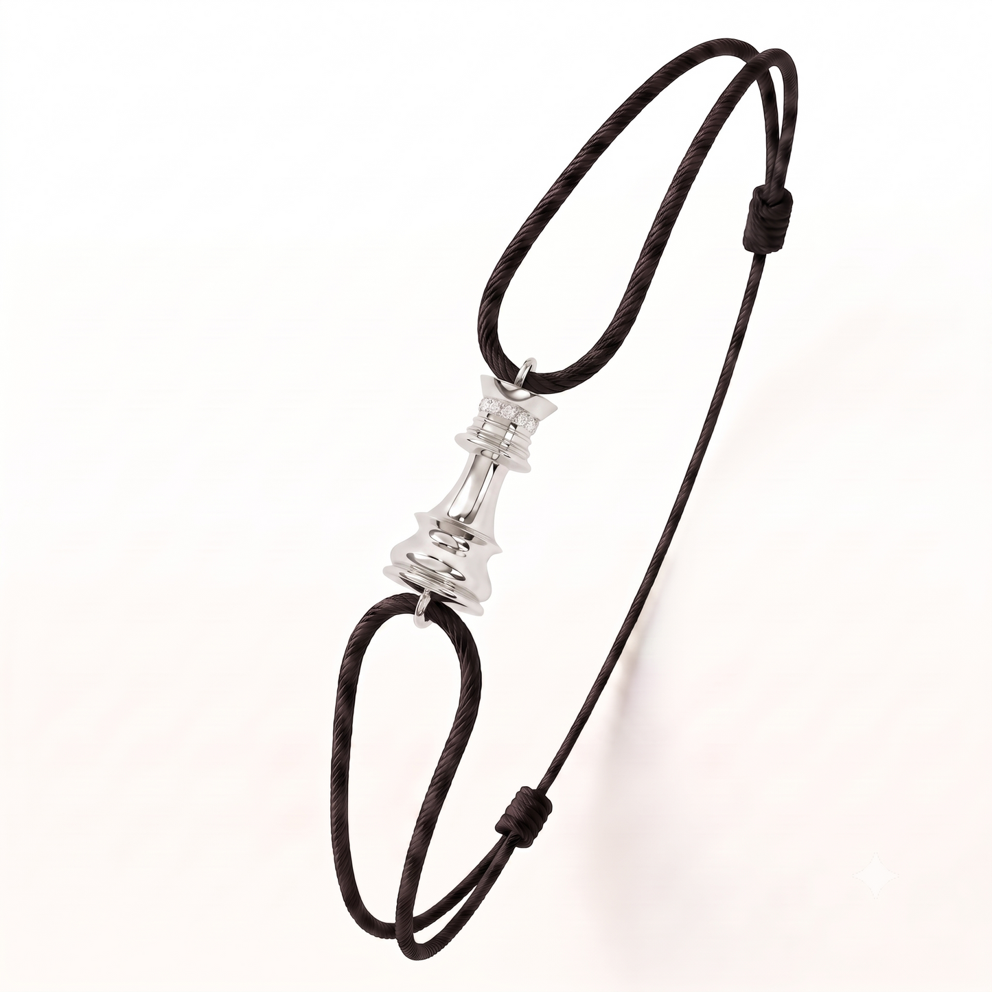 Queen Power Cord Bracelet | White Gold Diamond Bracelet