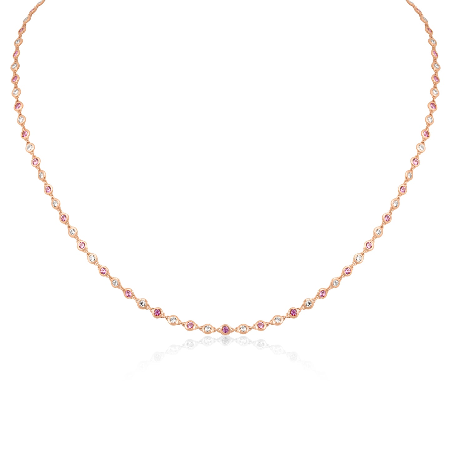 Regal Chain | Rose Gold Pink Sapphire & Diamond Collier Necklace