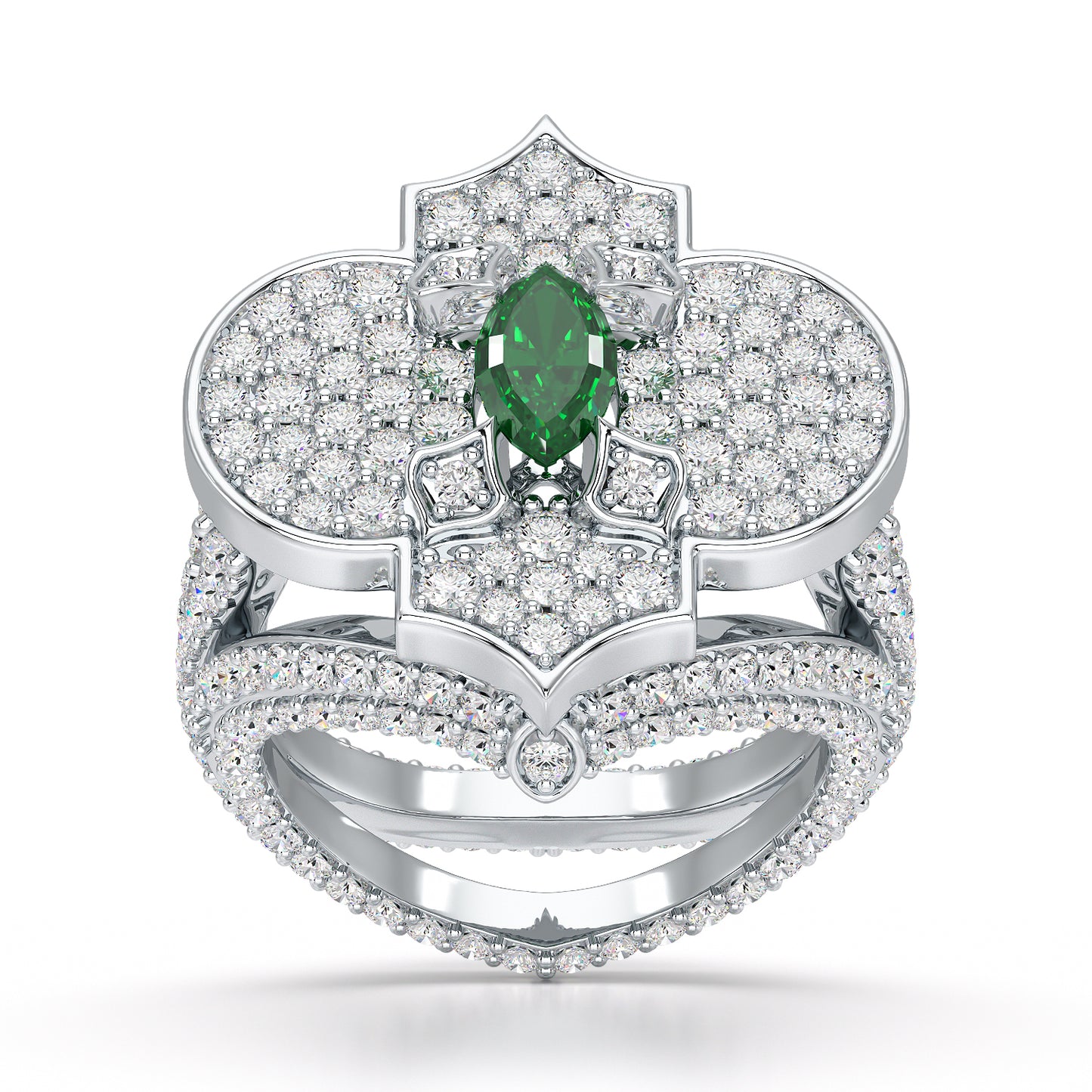 Regal-White Gold Emerald Ring - Ksenia Mirella Jewellery