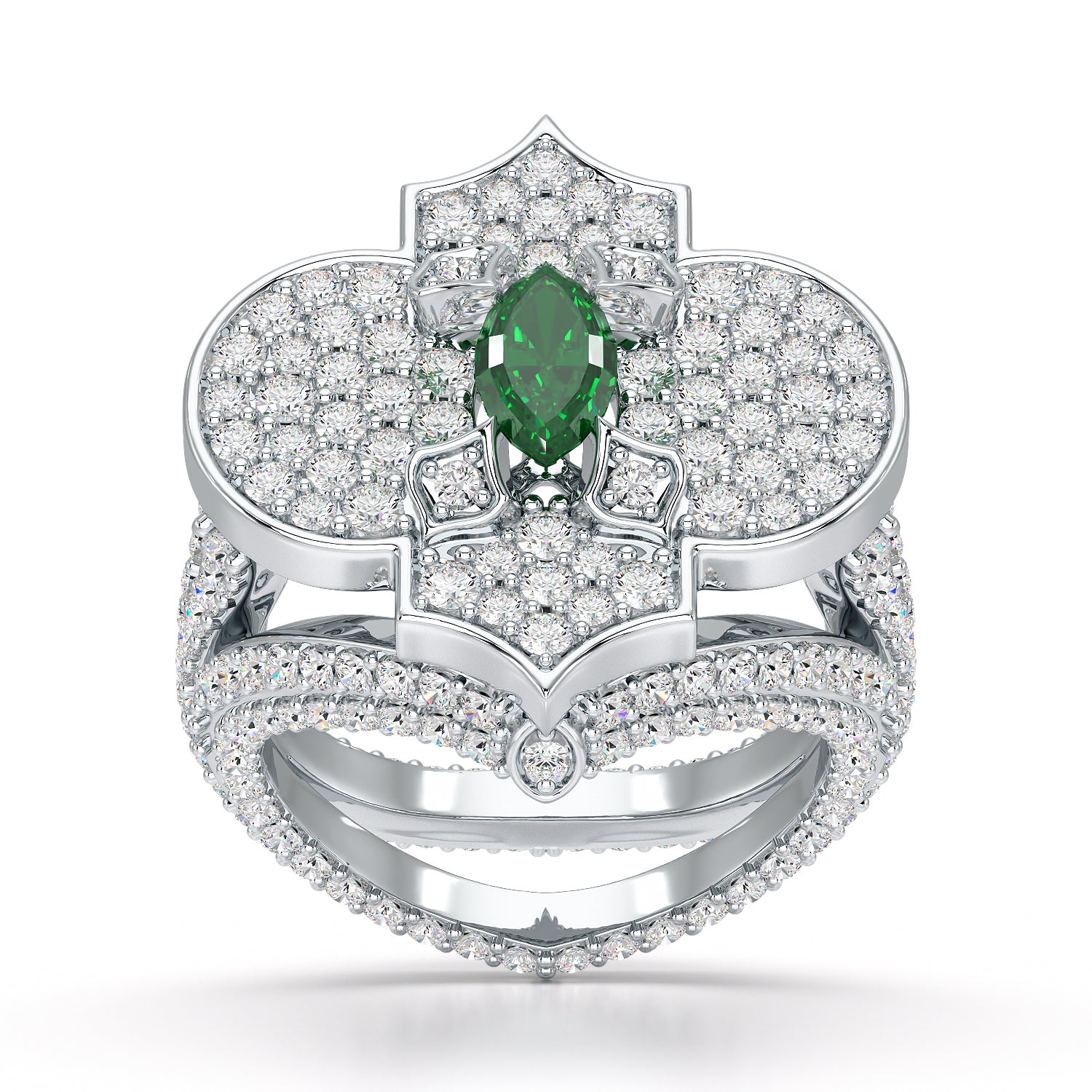 Regal-White Gold Emerald Ring - Ksenia Mirella Jewellery