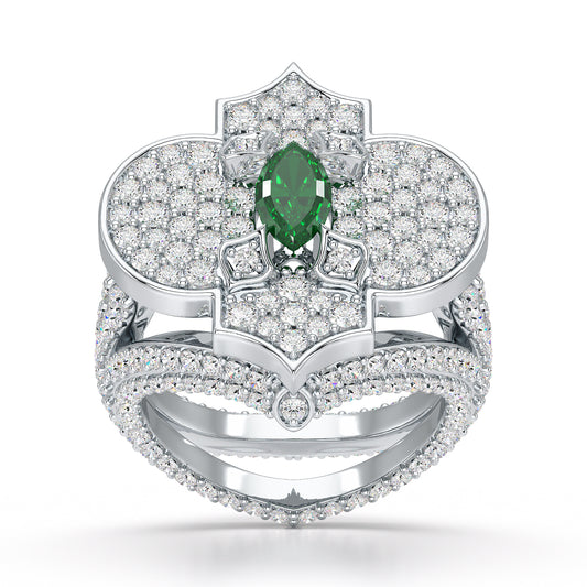 Regal-White Gold Emerald Ring - Ksenia Mirella Jewellery
