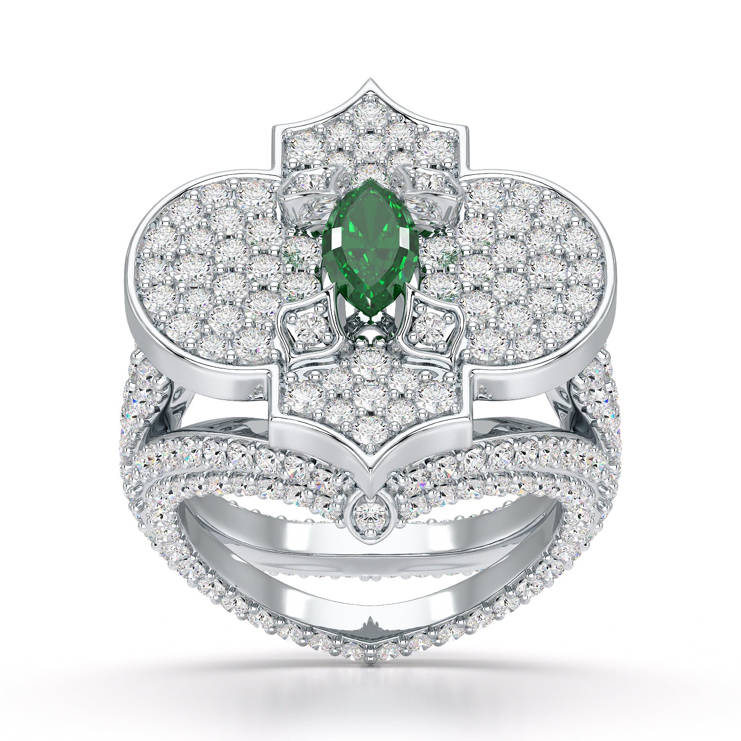 Regal-White Gold Emerald Ring - Ksenia Mirella Jewellery 