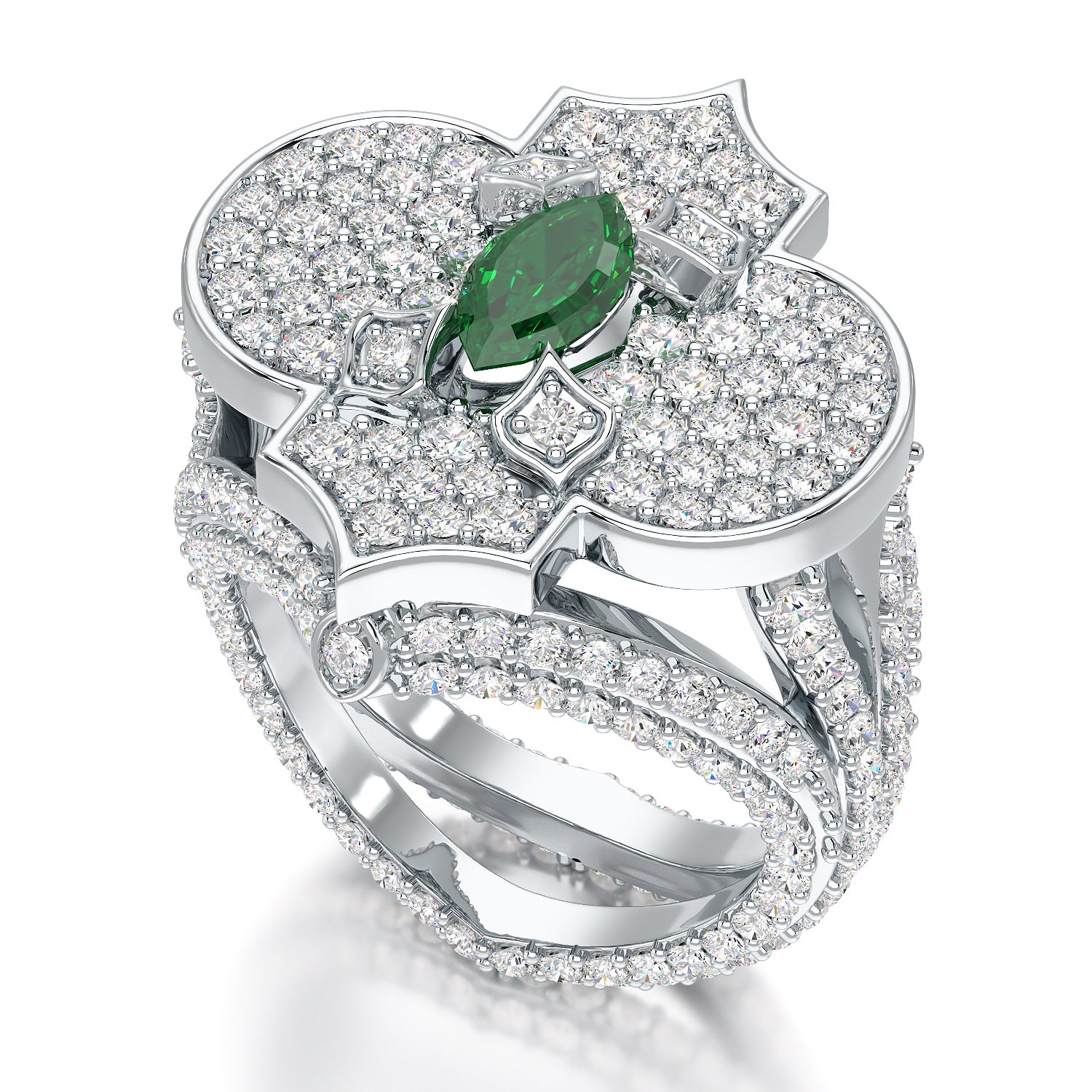 Regal-White Gold Emerald Ring - Ksenia Mirella Jewellery