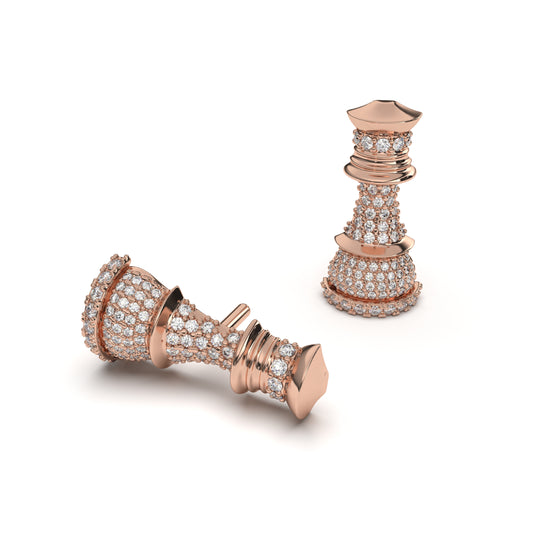 The Queen – Rose Gold Pavé Diamond Stud Earrings - Ksenia Mirella Jewellery