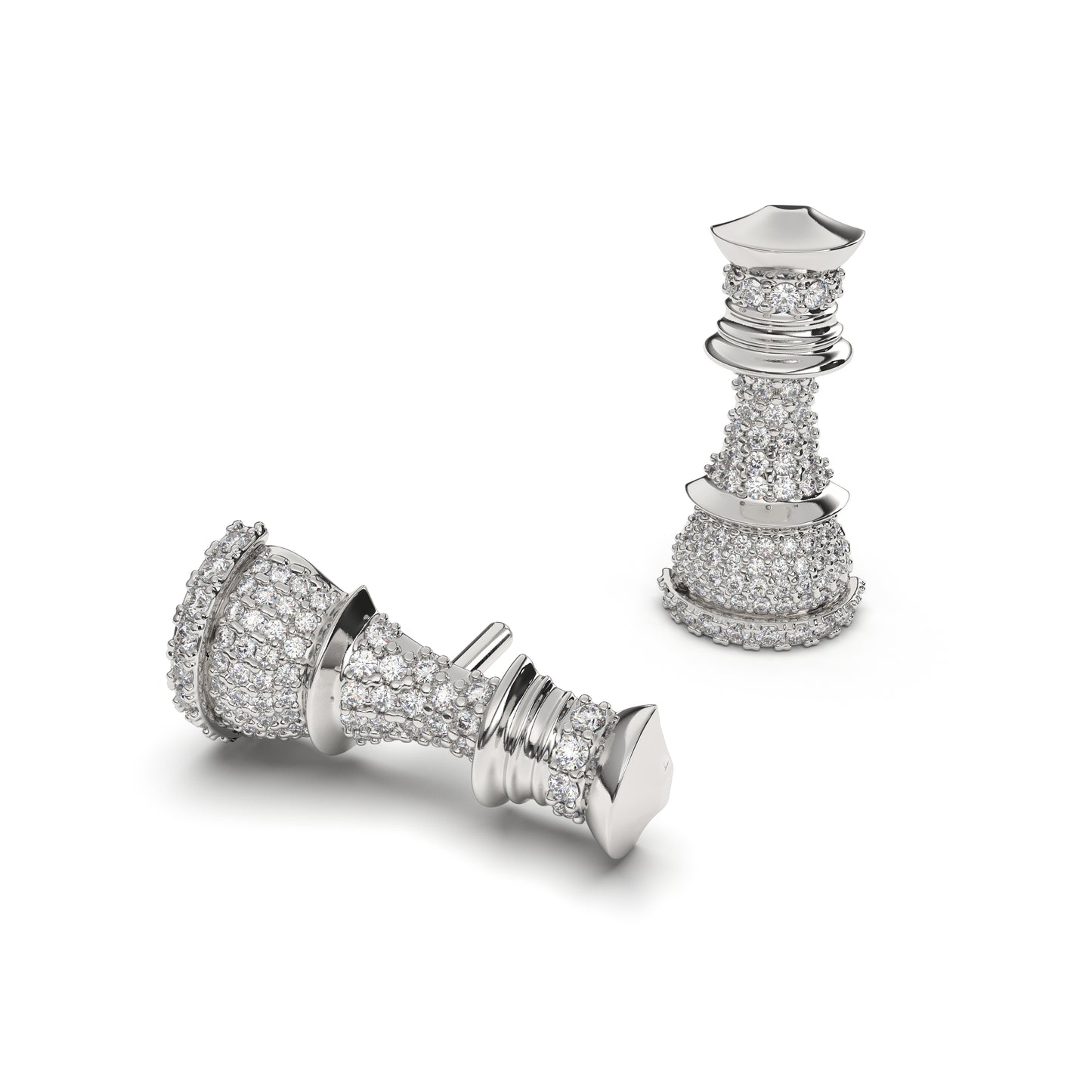 The Queen – White Gold Pavé Diamond Stud Earrings - Ksenia Mirella Jewellery