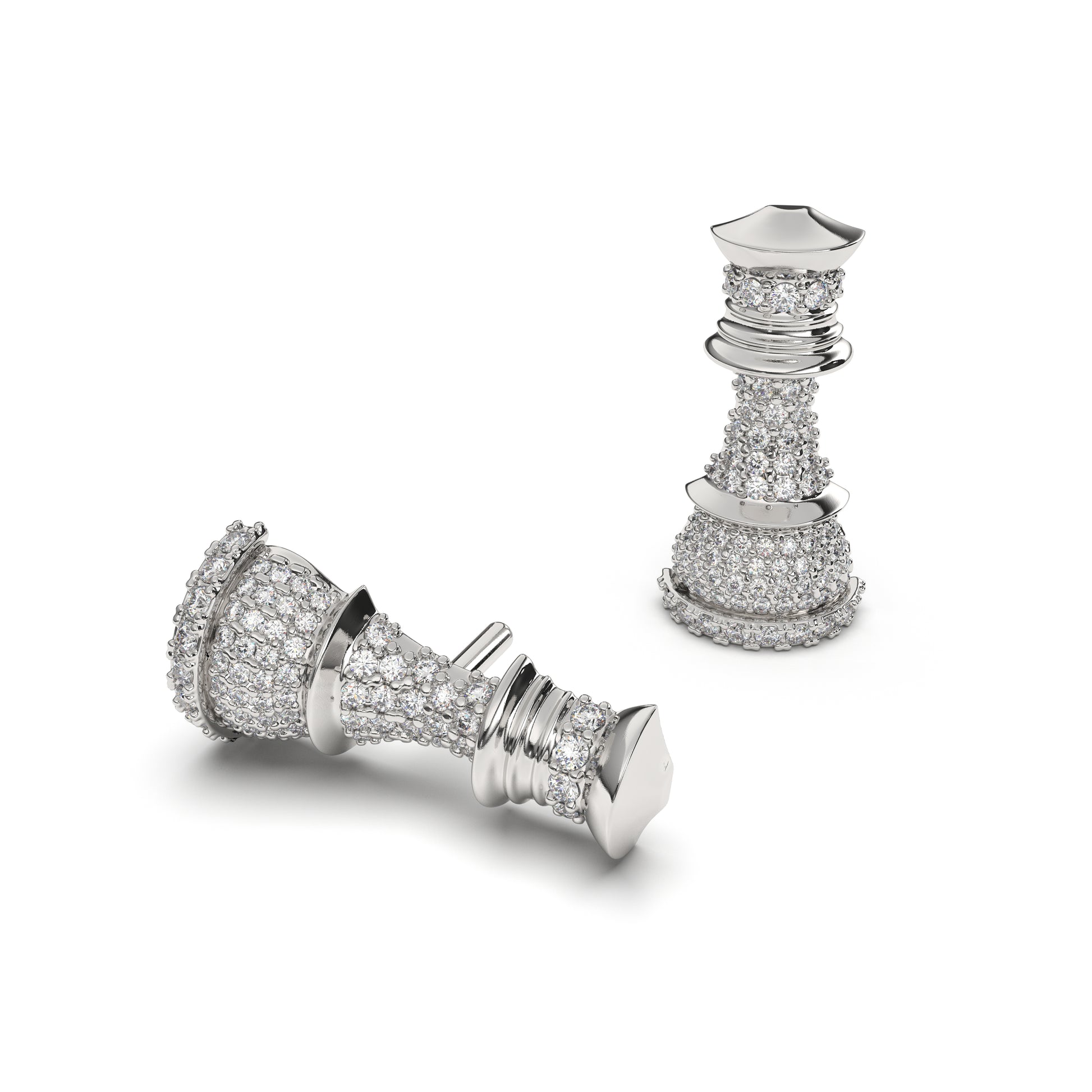 The Queen – White Gold Pavé Diamond Stud Earrings - Ksenia Mirella Jewellery