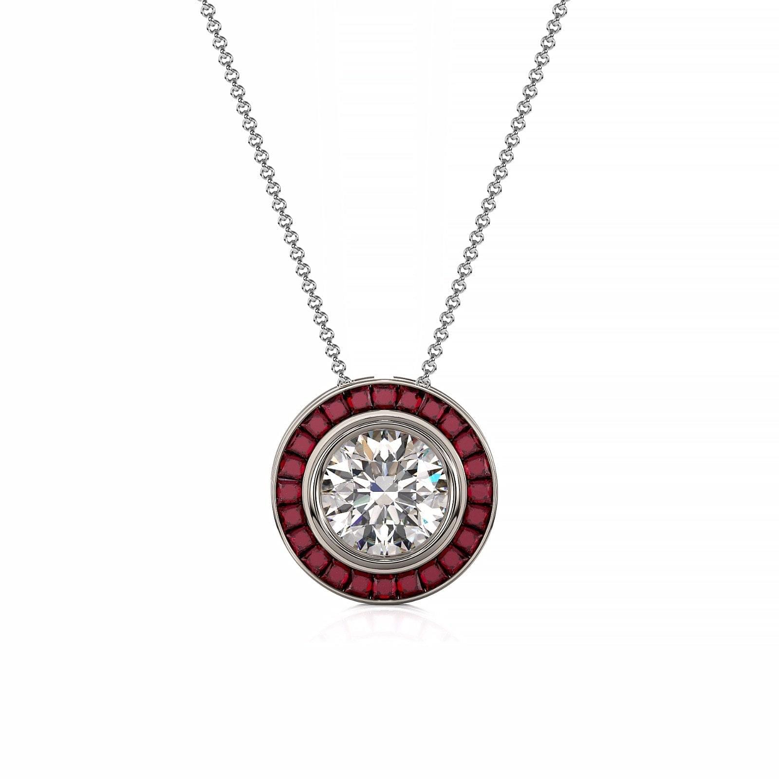 Art Deco-Diamond with Ruby Halo Necklace - Ksenia Mirella Jewellery 