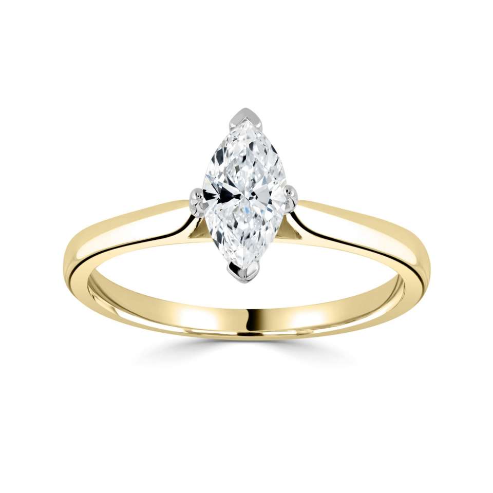 Lab-Grown Classic- Marquise Cut Solitaire - Ksenia Mirella Jewellery