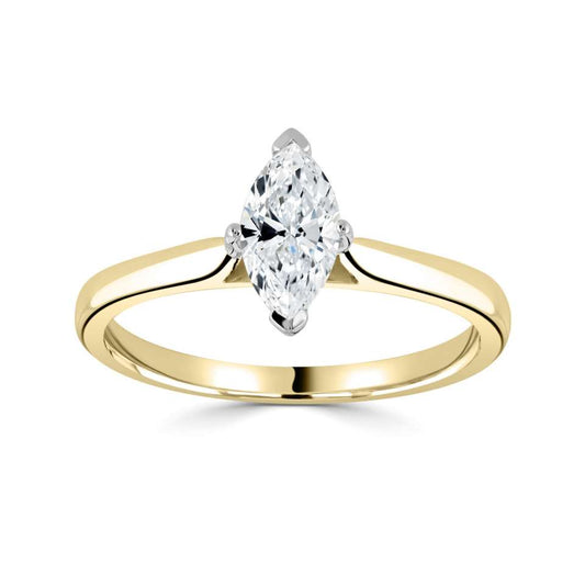 Lab-Grown Classic- Marquise Cut Solitaire - Ksenia Mirella Jewellery