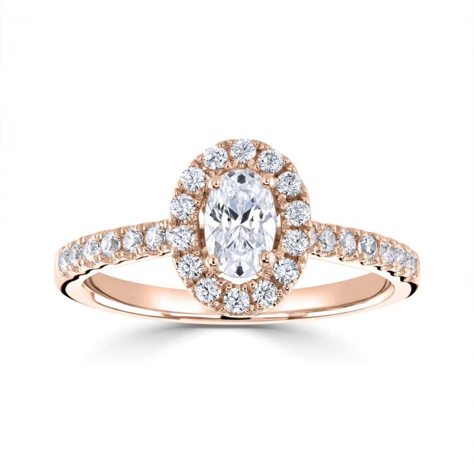 Lab-Grown Classic- Oval Cut Diamond Halo Ring - Ksenia Mirella Jewellery