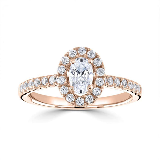 Lab-Grown Classic- Oval Cut Diamond Halo Ring - Ksenia Mirella Jewellery