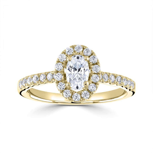Lab-Grown Classic- Oval Cut Diamond Halo Ring - Ksenia Mirella Jewellery