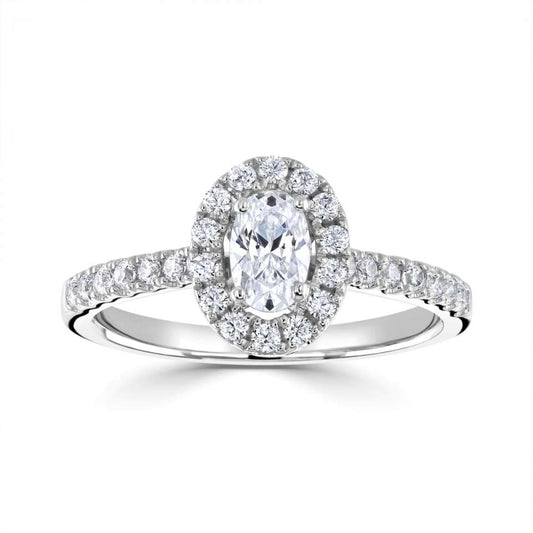Lab-Grown Classic- Oval Cut Diamond Halo Ring - Ksenia Mirella Jewellery