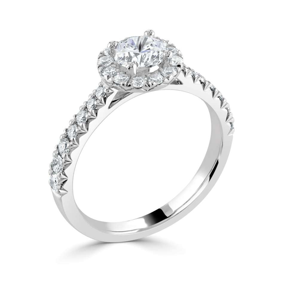 Lab-Grown Classic- Brilliant Cut Diamond Halo Ring - Ksenia Mirella Jewellery