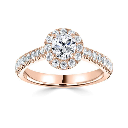 Lab-Grown Classic- Brilliant Cut Diamond Halo Ring - Ksenia Mirella Jewellery