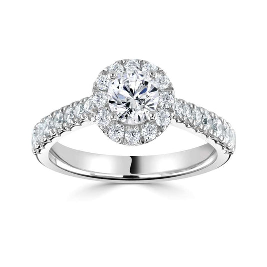 Lab-Grown Classic- Brilliant Cut Diamond Halo Ring - Ksenia Mirella Jewellery