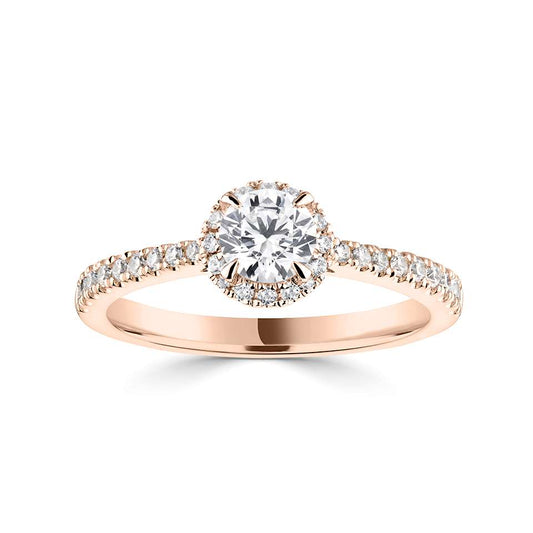 Lab-Grown Classic- Brilliant Cut Diamond Halo Ring - Ksenia Mirella Jewellery