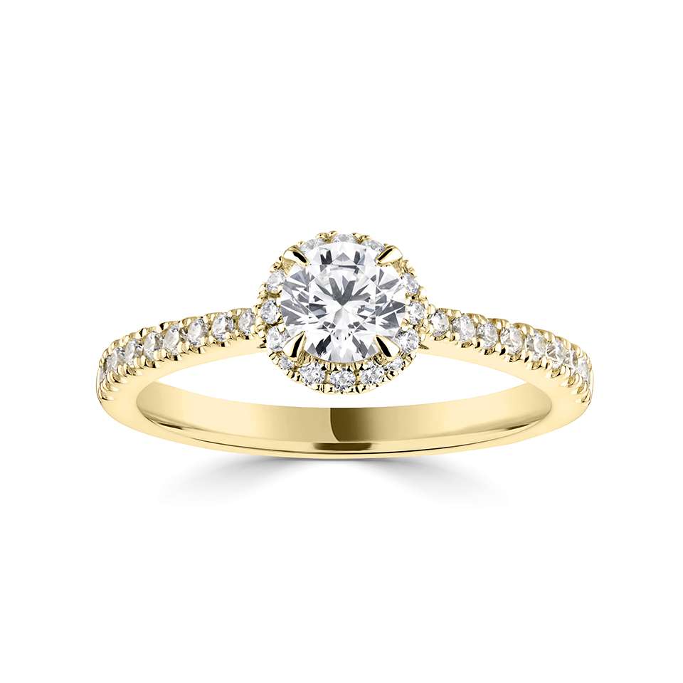 Lab-Grown Classic- Brilliant Cut Diamond Halo Ring - Ksenia Mirella Jewellery