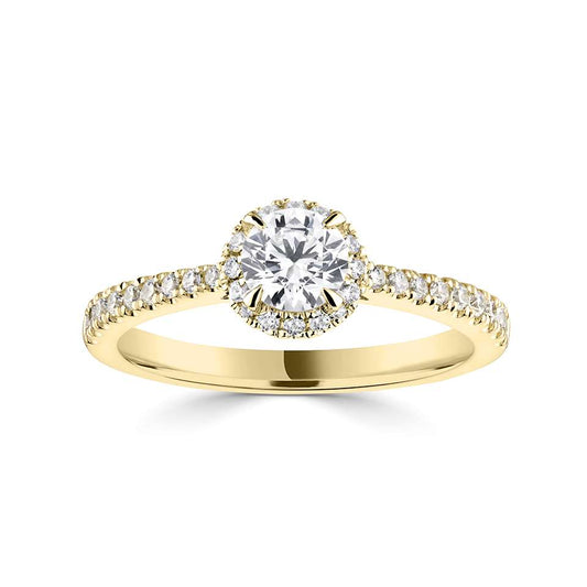 Lab-Grown Classic- Brilliant Cut Diamond Halo Ring - Ksenia Mirella Jewellery