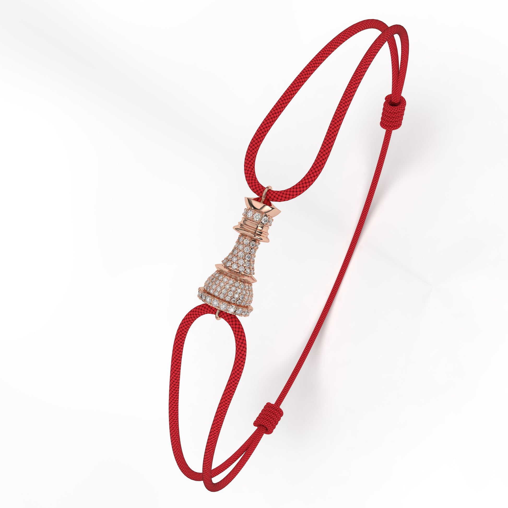 The Queen Power Cord Bracelet – Rose Gold with White Diamond Pavé - Ksenia Mirella Jewellery