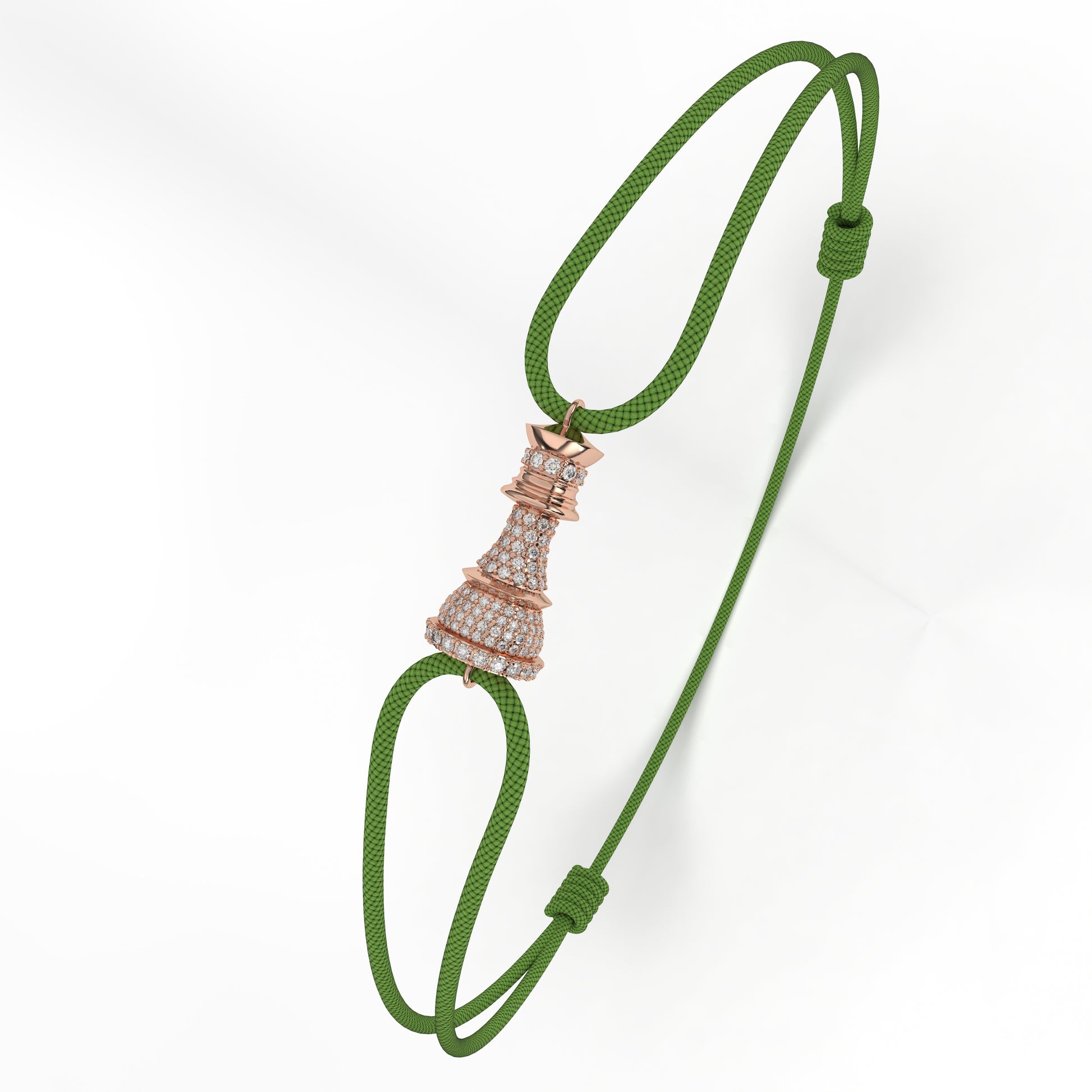 The Queen Power Cord Bracelet – Rose Gold with White Diamond Pavé - Ksenia Mirella Jewellery