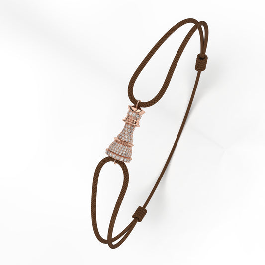 The Queen Power Cord Bracelet – Rose Gold with White Diamond Pavé - Ksenia Mirella Jewellery