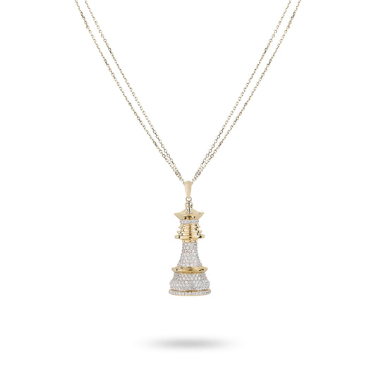 The Queen Power -Yellow Gold White Diamonds Necklace - Ksenia Mirella Jewellery
