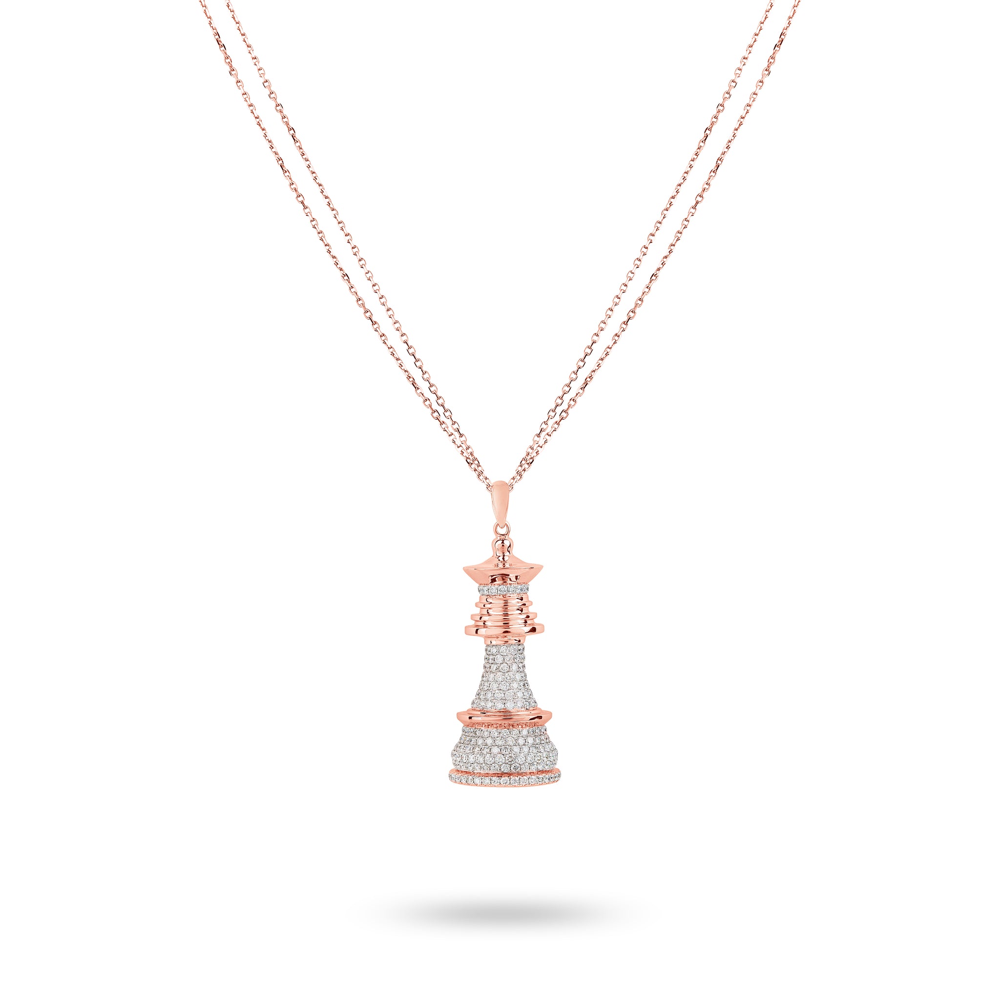 The Queen Power - Rose Gold White Diamonds Necklace - Ksenia Mirella Jewellery 