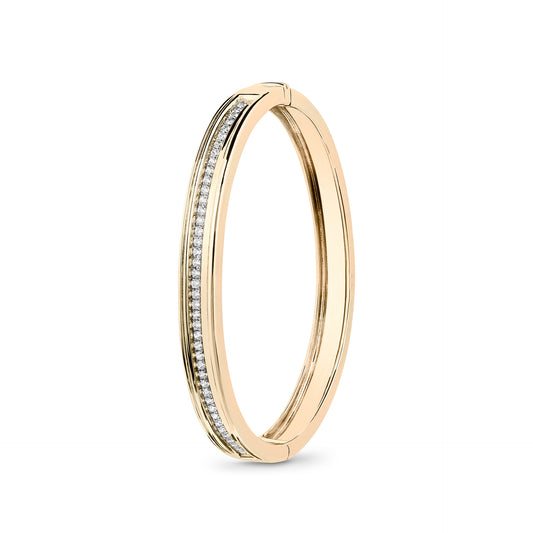 Regina - Yellow Gold White Diamond Bangle - Ksenia Mirella Jewellery