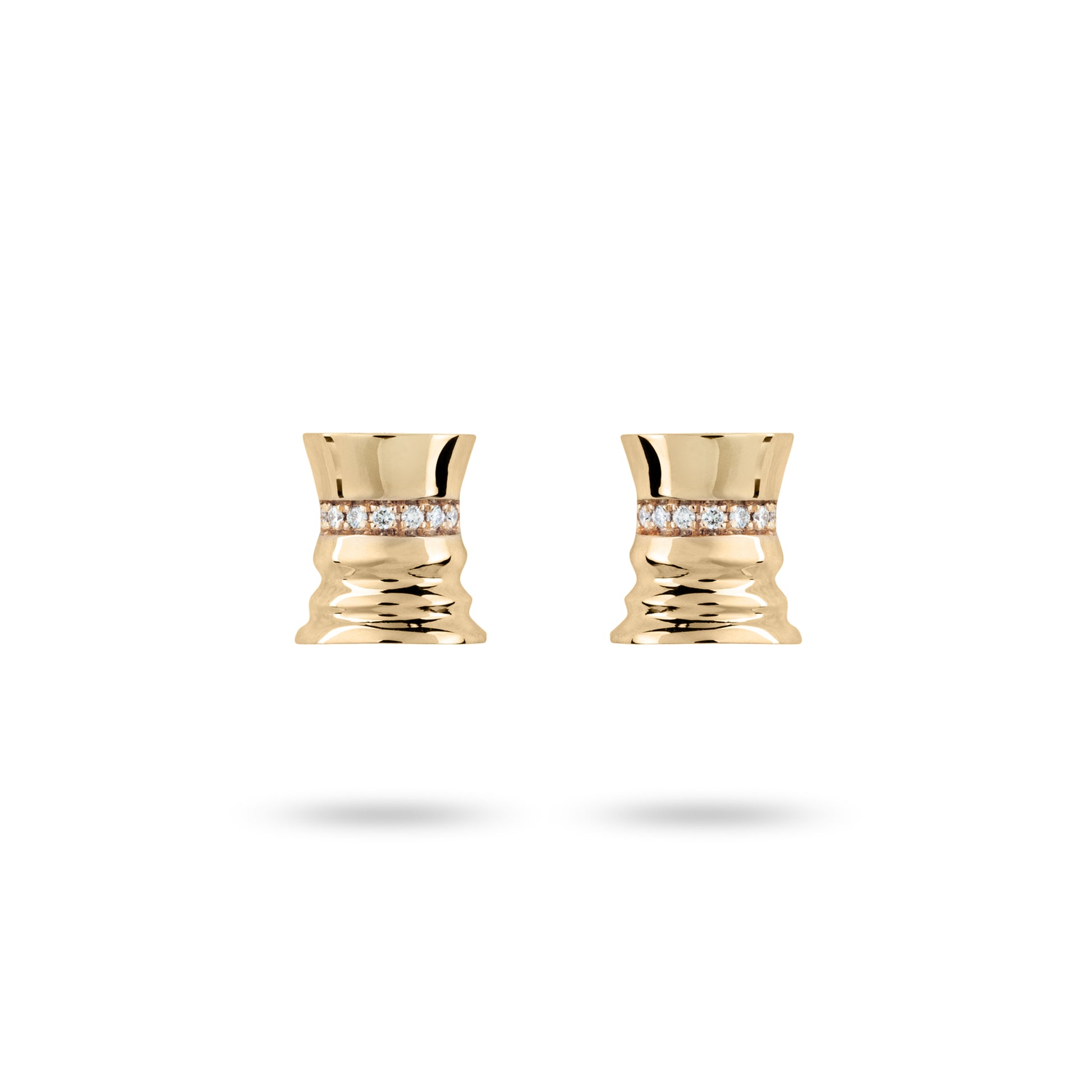 The Queen - Yellow Gold White Diamonds Studs - Ksenia Mirella Jewellery