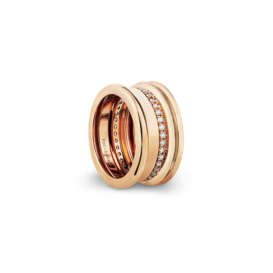 Regina - Yellow Gold White Diamonds Ring - Ksenia Mirella Jewellery