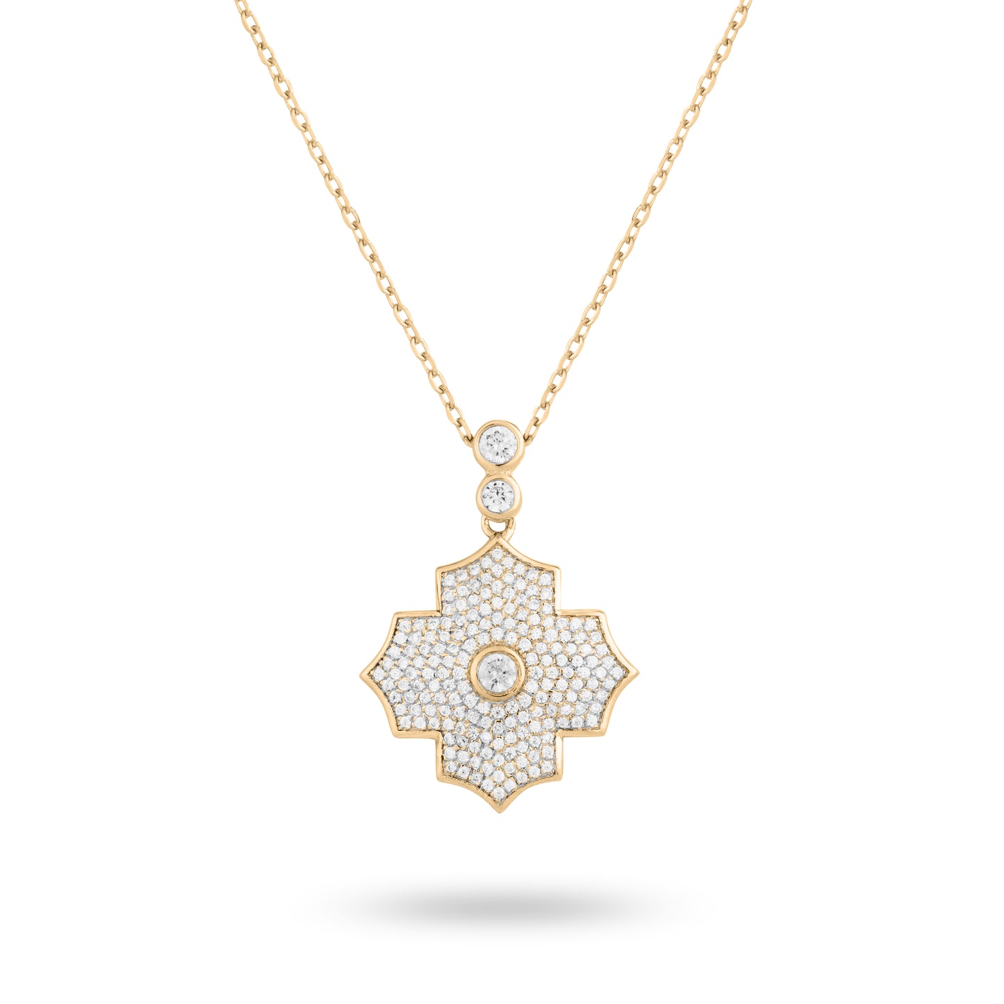 Regal Amulet- Yellow Gold Pave Necklace - Ksenia Mirella Jewellery