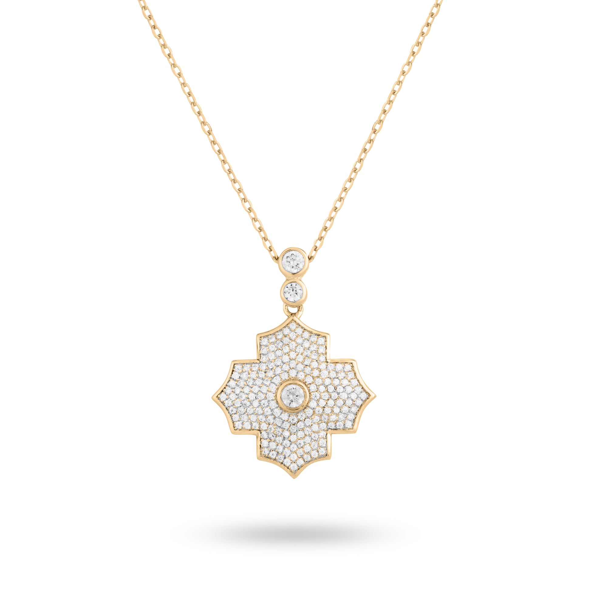 Regal Amulet- Yellow Gold Pave Necklace - Ksenia Mirella Jewellery