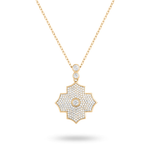 Regal Amulet- Yellow Gold Pave Necklace - Ksenia Mirella Jewellery