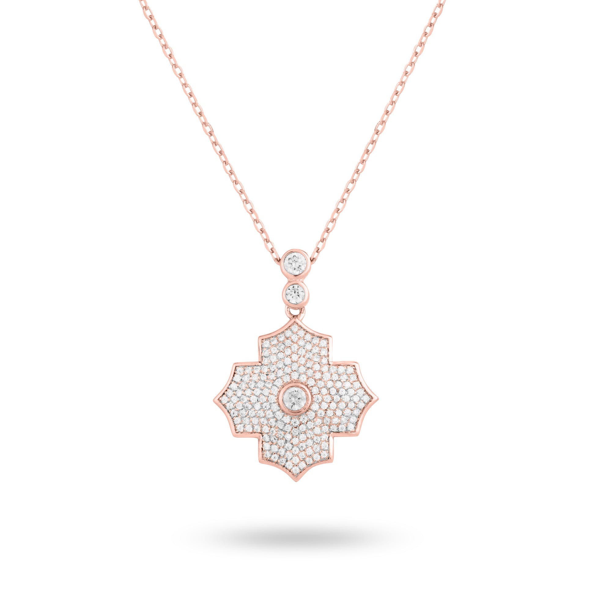 Regal Amulet- Rose Gold Pave Necklace - Ksenia Mirella Jewellery