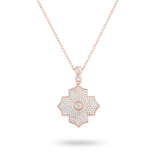 Regal Amulet- Rose Gold Pave Necklace - Ksenia Mirella Jewellery