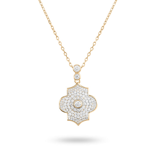 Regal Power- Yellow Gold Pave Necklace - Ksenia Mirella Jewellery