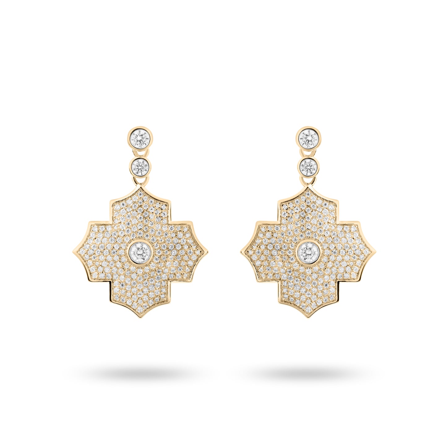 Regal Amulet-Yellow Gold Pave Earrings - Ksenia Mirella Jewellery