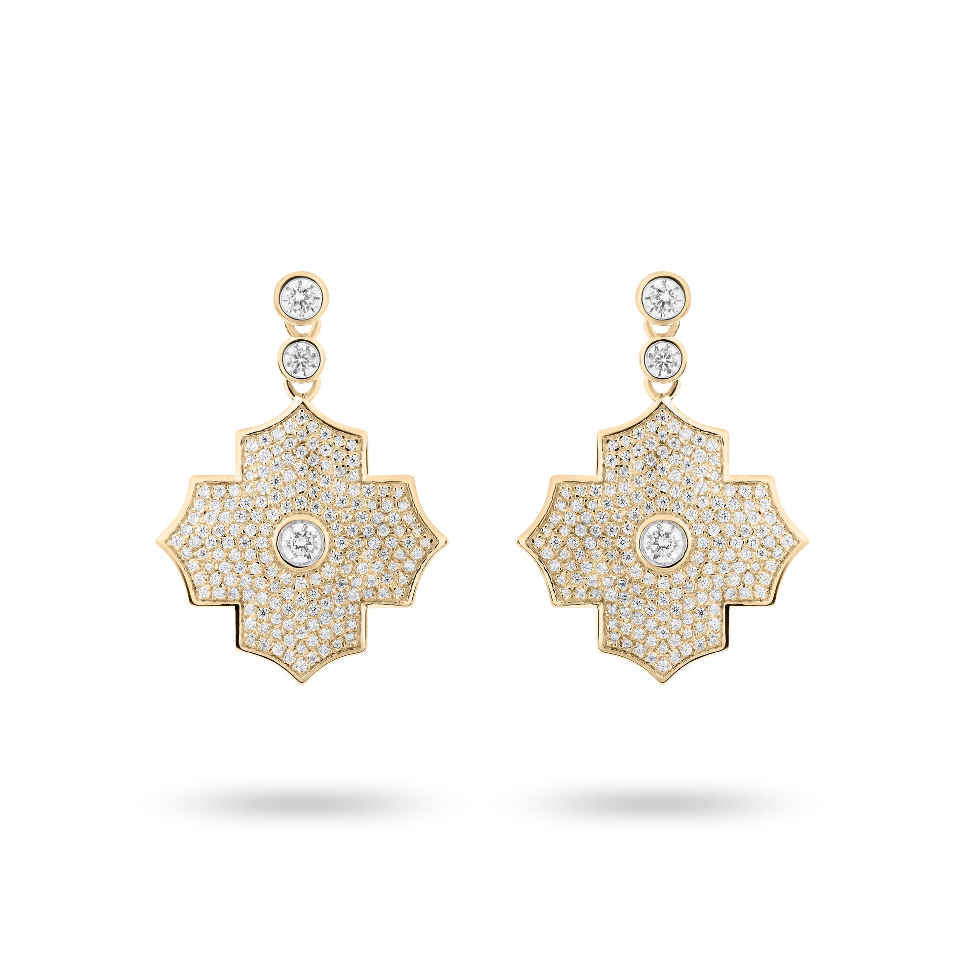 Regal Amulet-Yellow Gold Pave Earrings - Ksenia Mirella Jewellery