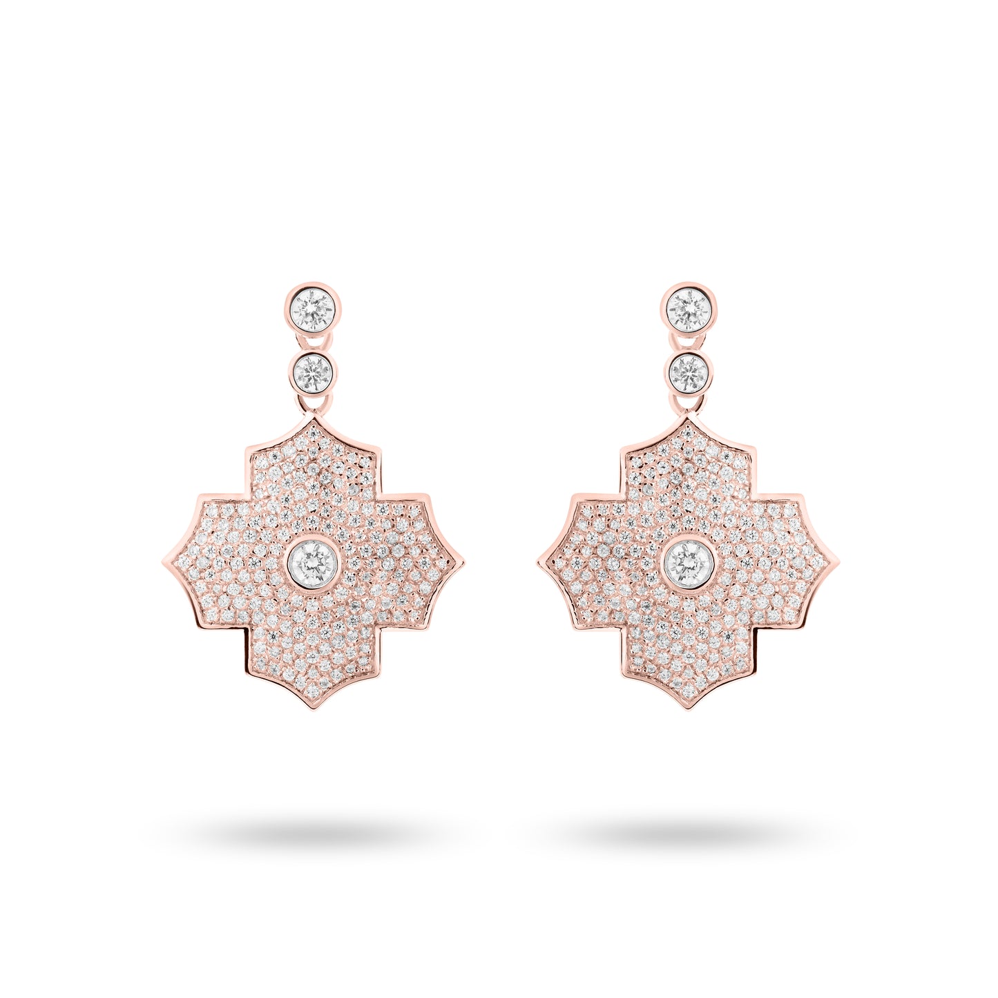 Regal Amulet- Rose Gold Pave Earrings - Ksenia Mirella Jewellery
